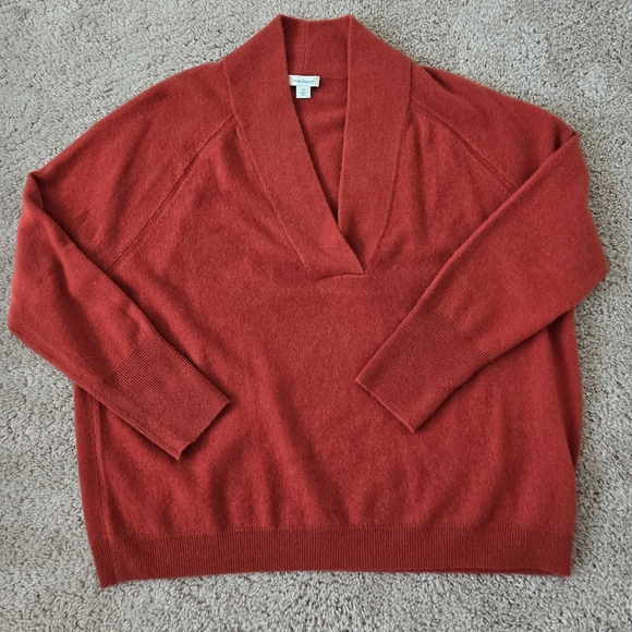 Sundance  Zadie 100% Cashmere Sweater V Neck Burnet Orange Color Size XL - Picture 11 of 14